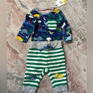 Baby Boden appliqué Dino outfit set